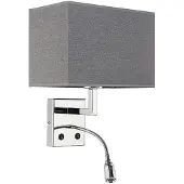 Euluna Vegglampe Hotel med fleksibel arm og tekstilskjerm, grå