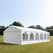 TOOLPORT 6x12 m partytelt, PVC-presenning, hvit, med bunnramme
