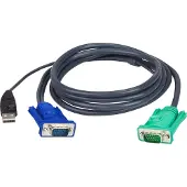 Aten Micro-Lite 2L-5203U - Tastatur / video / musekabel (KVM) - USB, HD-15 (VGA) (hann) til 15 pin D-Sub (DB-15) (hunn) - 3 m - for KVM on the NET CS1708, CS1716 Master View max CS-1716 MasterView