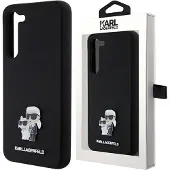 Karl Lagerfeld Silikon Karl&Choupette Metall Pin-etui for Samsung Galaxy S23 - svart