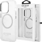 GUESS Magsafe-etui med metallkonturer for iPhone 12 / iPhone 12 Pro - sølv