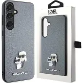 Karl Lagerfeld KLHCS24MPSAKCMPG S24+ S926 hardcase grå/grå Saffiano Karl & Choupette metallnål