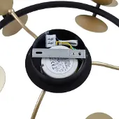 LUCANDE LED-taklampe Pallo, 9-lys, svart/gull, glass