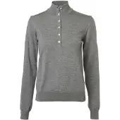 Chevalier Blaise Knappet Merino Pullover Dame, 44W, Grå