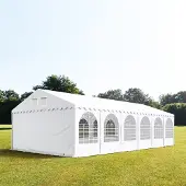 TOOLPORT 5x12 m partytelt, PVC-presenning, hvit, med bunnramme