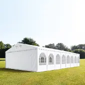 TOOLPORT 8x24 m partytelt, PVC-presenning, hvit, med bunnramme