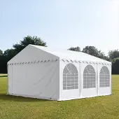 TOOLPORT 5x6 m partytelt, PVC-presenning, hvit, med bunnramme