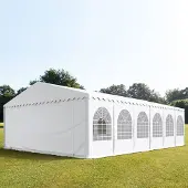 TOOLPORT 8x12 m partytelt, PVC-presenning, hvit, med bunnramme