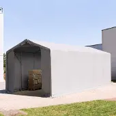 TOOLPORT 4x12 m telthall, PVC-presenning, grå, med statikk (jordunderlag)