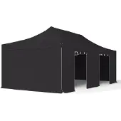 TOOLPORT 4x8 m aluminium, pop up partytelt, 4 sidepaneler, svart