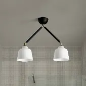 SFORZIN Neoretro taklampe, 2 lyskilder, svart/milky, ledd