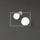 SFORZIN Buble vegglampe, stålfarget, 2 lyskilder, glass