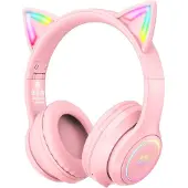 Onikuma B90 trådløse hodetelefoner med katteører og LED - Rosa