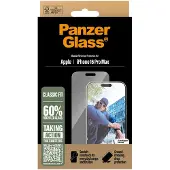 PanzerGlass - Skjermbeskyttelse for mobiltelefon - klassisk passform - glass - rammefarge transparent - for Apple iPhone 16 Pro Max