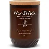Woodwick WW ReNew stort duftlys - solbær & rose - sort