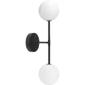 PR Home Sigma D vegglampe, svart/opal, 2 lyskilder, 49 cm glass