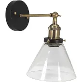 PR Home Lambda vegglampe, messing/klar, Ø 18 cm, glass
