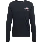 Gant for man. 2004058 Medium Archive Shield T-shirt black (XS), Casual, Cotton, Long sleeve