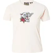 Superdry for woman. W1011419A T-shirt with pink tattoo motif embroidery (S), Casual, Cotton, Short sleeve