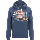 Superdry for man. M2013702A Graphic hooded sweatshirt with logo Tokyo Vintage blue (L), Casual, Cotton, Sustainable