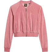 Superdry for woman. W2011936A Velvet baseball jacket with zip and pink embroidery (L), Casual, Cotton, Sustainable