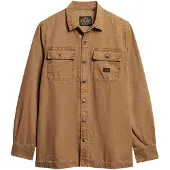 Superdry for man. M4010730A Workwear brown canvas overshirt (L), Casual, Cotton, Long sleeve, Organic Cotton, Sustainable