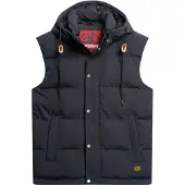 Superdry for man. M5011708A Quilted hooded waistcoat Everest navy (S), Casual, Sustainable, Recycled nylon