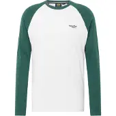 Superdry for man. M6010801A Essential long sleeve baseball t-shirt white, green (XL), Casual, Cotton