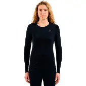 Odlo Merino 200 BL dame termisk genser Top Crew Neck LS - svart størrelse XS
