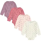 Pippi Baby Bodyer I/e - 4-pack - Dusty Rose - - 56 - Langermet Body