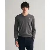 Gant for man. 87212 Grey V-neck jumper (M), Casual, Wool