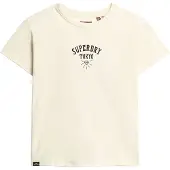 Superdry for woman. W1011332A Tattoo Rhinestone T-shirt off-white (14), Casual, Cotton, Short sleeve