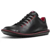 Camper for man. 18648-074 Beetle leather shoes black (39), Flat, 1 to 3 cm, Laces, Casual