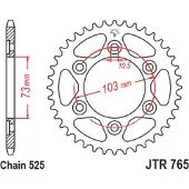 JT Sprockets Jtr 765 Zbk Bakre Tannhjul