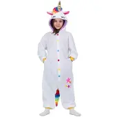 MOM Hvit Barne Kigurumi Enhjørning Med Hette Og Hale Kostyme