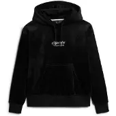 Superdry for woman. W2012168A Country Club loose-fitting velour hoodie black (XL), Casual, Polyester