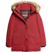 Superdry for woman. W5011572A Faux fur hooded parka Everest red (XS), Casual, Polyester
