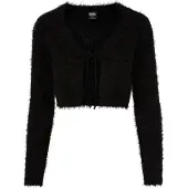 Urban Classics Tied Cropped Feather Cardigan svart