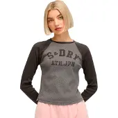 Superdry for woman. W6011957A Athletic Rib Slim black T-shirt (XXS/XS), Casual, Grey, Cotton, Long sleeve