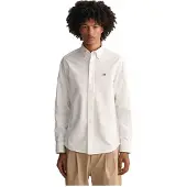 Gant for man. 3230115 Oxford Slim Fit Stretch Shirt white (XXL), Casual, Cotton, Classic, Long sleeve
