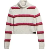 Superdry for woman. W6110536A Short white striped turtleneck jumper (XS), Casual, Acrylic