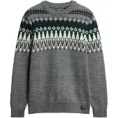Superdry for man. M6110528A Knitted pullover with round neck and grey alpine greckes (M), Casual, Acrylic