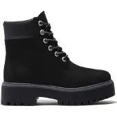 Timberland for woman. TB1A5RH50151 Stone Street 6 Inch Black Leather Boots (39.5 W), Flat, Laces, Casual