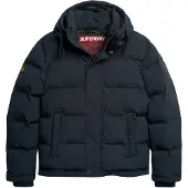 Superdry for man. M5011743A Everest navy quilted hooded jacket with hood (XXL), Casual, Polyester, Long sleeve