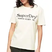 Superdry for woman. W1011403A Relaxed fit T-shirt with metallised finish Venue white (S), Casual, Cotton, Short sleeve