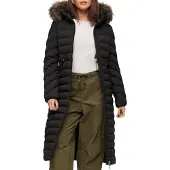 Superdry for woman. W5011790A Fuji Long Coat black (S), Casual, Recycled Polister, Sustainable