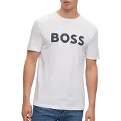 BOSS for man. 50481923 White Logo T-shirt (L), Casual, Cotton, Short sleeve