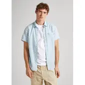 Pepe Jeans for man. PM308494 Paige linen shirt blue (XL), Casual, Short sleeve
