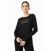 Emporio Armani for woman. 8NTT51_TJDQZ Evolution long-sleeved T-shirt in black cotton and stretch modal (XL), Casual, Long sleeve