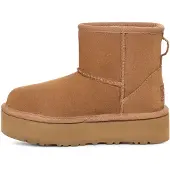 Ugg for girl. 1143700K Leather ankle boots K Classic Mini Platform brown (33.5), 1 to 3 cm, None, Casual, children's fashion